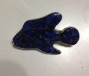 Prendedor pez plata lapislazuli